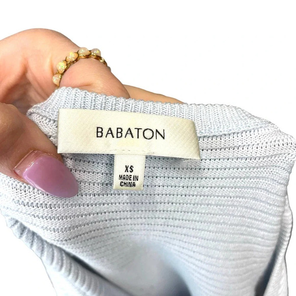 Aritzia Babaton Arlik Knit Tank Top‎ Sleeveless Crew Neck Light Blue Size XS - Picture 4 of 6